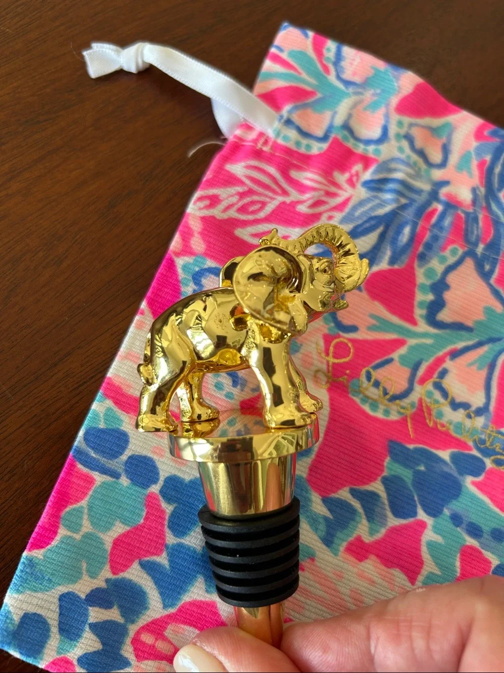 Lilly Pulitzer Gold Elephant Critter Wine Bottle Stopper GWP 002458